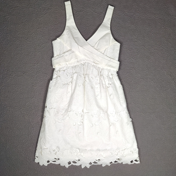 Tibi Southern Belle Dress Mini  White Size 2 Lace Embroidered Coquette Bridal  - Picture 3 of 14